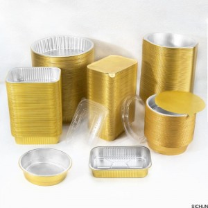 Προσαρμοσμένο εστιατόριο που χρησιμοποιείται για ανακύκλωση τροφίμων που ψήνονται σε δίσκο με δίσκο με τηγάνι από χρυσό αλουμινένιο φύλλο τροφίμων με καπάκι